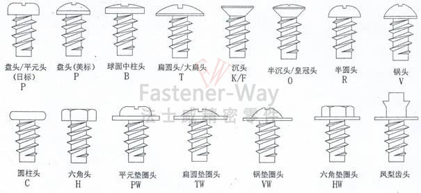 不同頭型螺絲-簡(jiǎn)圖-水印